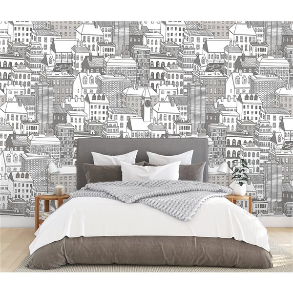 REMIX WALLS by Katie Hunt City Views Dove Grey Wall Mural