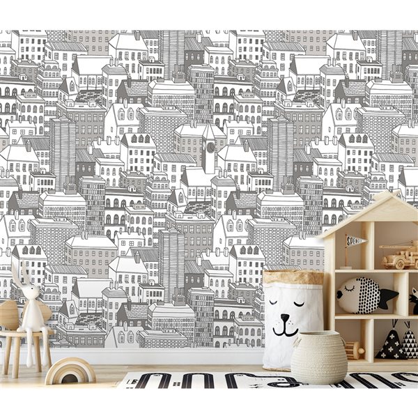 REMIX WALLS by Katie Hunt City Views Dove Grey Wall Mural