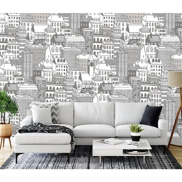 REMIX WALLS by Katie Hunt City Views Dove Grey Wall Mural