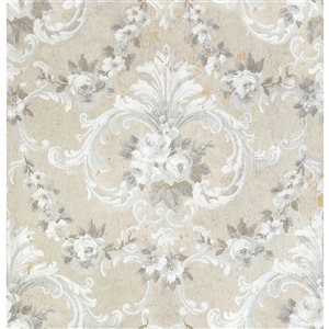 Zio and Sons Non-woven Unpasted This Old Hudson Natural Neutral Rose Damask Wallpaper