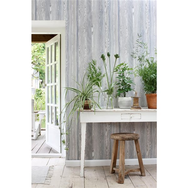 ESTA Home Non-woven Unpasted Cady Blue Wood Panel Wallpaper