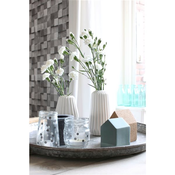 ESTA Home Non-woven Unpasted Tevye Grey Wood Geometric Wallpaper