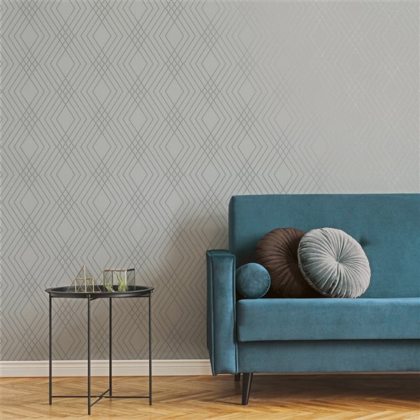 Fine Decor Paper Unpasted Shard Silver Trellis Wallpaper