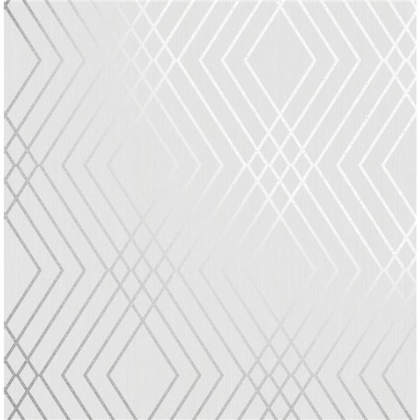 Fine Decor Paper Unpasted Shard Silver Trellis Wallpaper