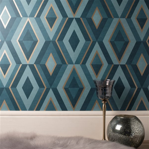 Fine Decor Paper Unpasted Shard Turquoise Geometric Wallpaper