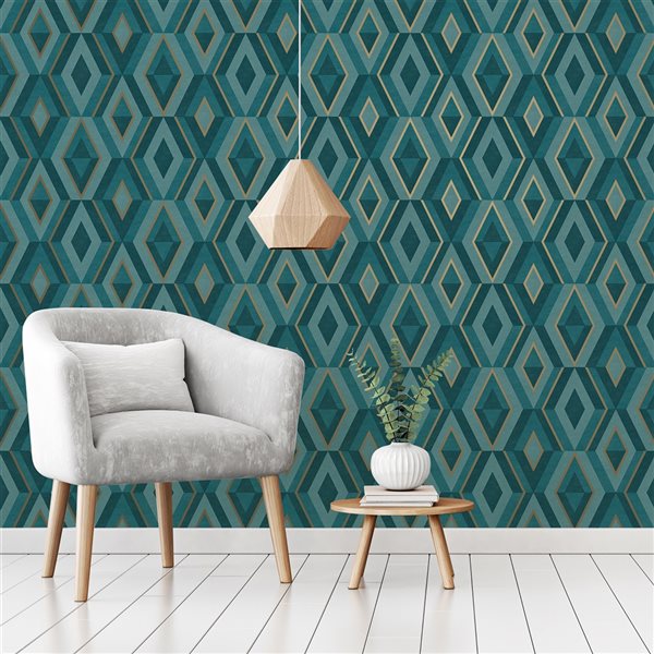 Teal Solid Colour Fabric, Wallpaper and Home Decor