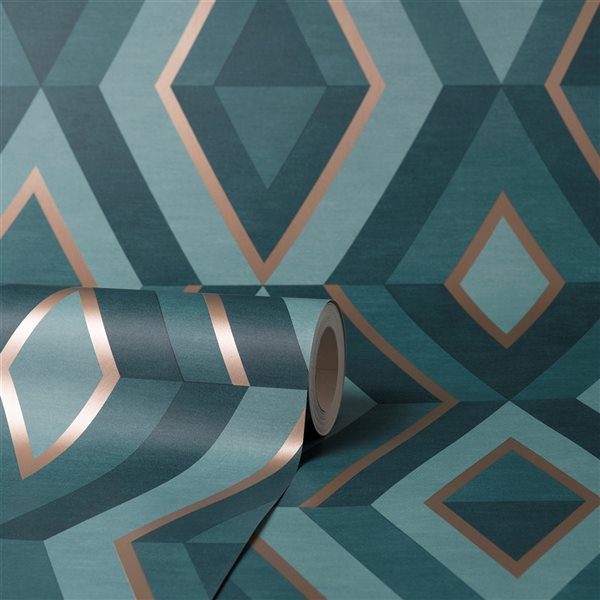 Fine Decor Paper Unpasted Shard Turquoise Geometric Wallpaper