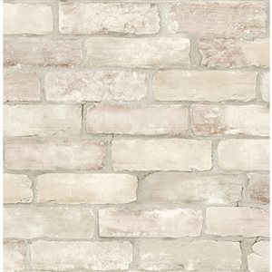 Zio and Sons Non-woven Unpasted Limewashed Weathered Brick Bone Brick Wallpaper