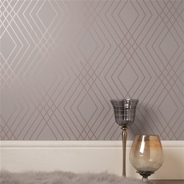 Fine Decor Paper Unpasted Shard Grey Trellis Wallpaper