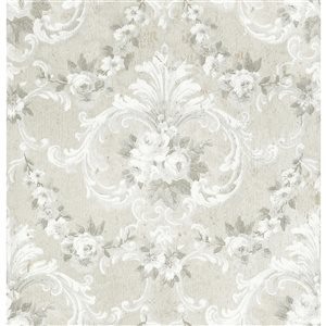 Zio and Sons Non-woven Unpasted This Old Hudson Timeless Grey Rose Damask Wallpaper