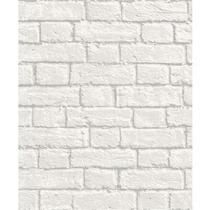 Coloroll Paper Unpasted Ditmas White Brick Wallpaper