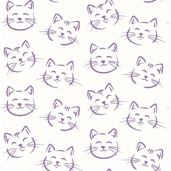Brewster Non-woven Unpasted Purr Purple Cat Wallpaper HN002616 | RONA