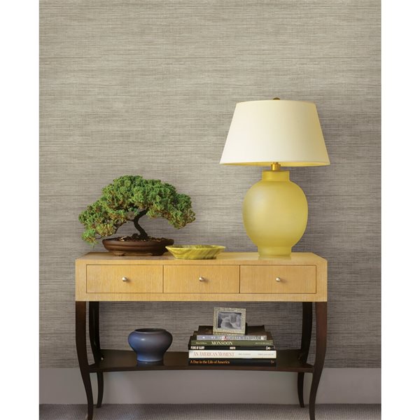 Taupe Textured Faux Grasscloth Wallpaper  Veelike