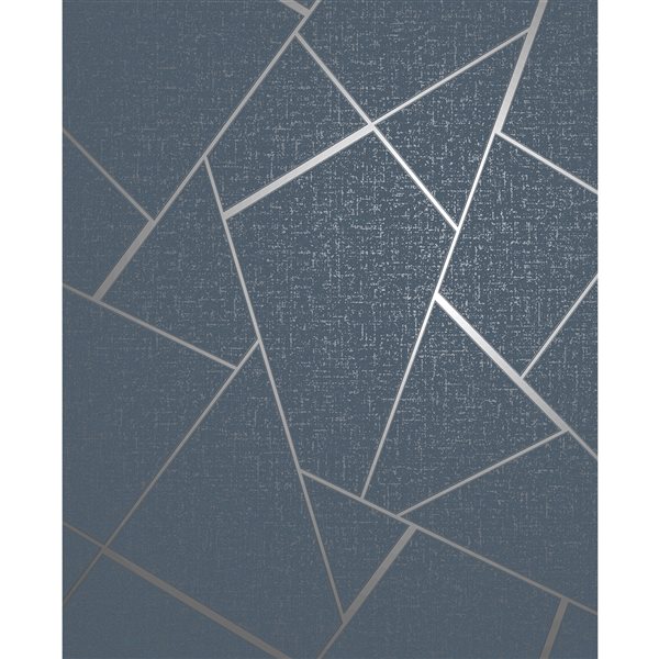 Fine Decor Vinyl Unpasted Quartz Navy Fractal Wallpaper