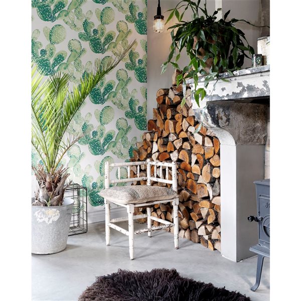 ESTA Home Non-woven Unpasted Mimi Green Cactus Wallpaper