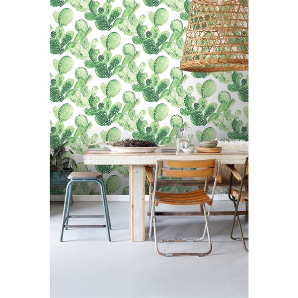 ESTA Home Non-woven Unpasted Mimi Green Cactus Wallpaper