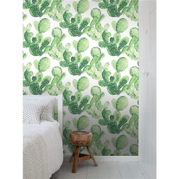 ESTA Home Non-woven Unpasted Mimi Green Cactus Wallpaper