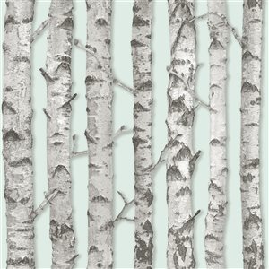 ESTA Home Non-woven Unpasted Merman Mint Birch Tree Wallpaper