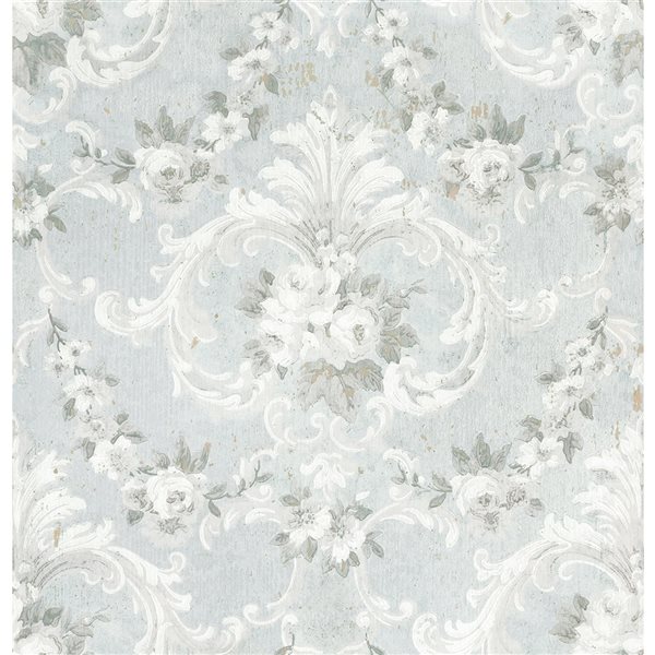 Zio and Sons Non-woven Unpasted This Old Hudson Vintage Blue Rose Damask Wallpaper
