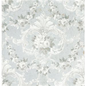 Zio and Sons Non-woven Unpasted This Old Hudson Vintage Blue Rose Damask Wallpaper