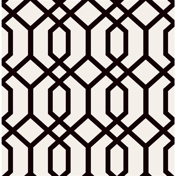 Brewster Non-woven Unpasted Trellis Black Montauk Wallpaper