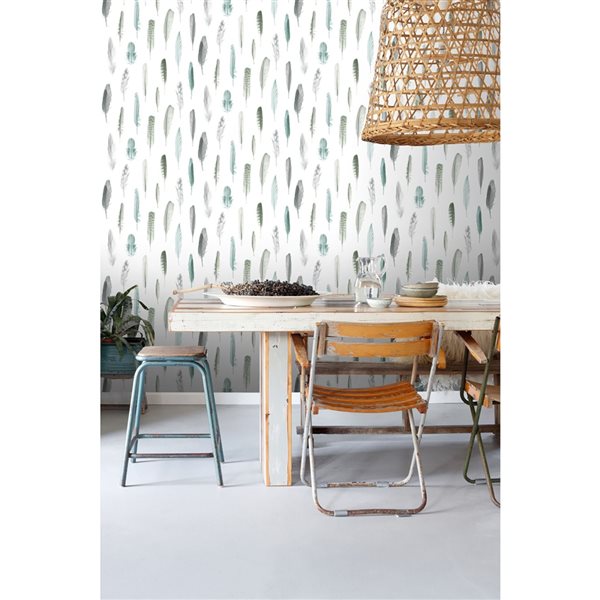 ESTA Home Non-woven Unpasted Nala Multicolour Feathers Wallpaper