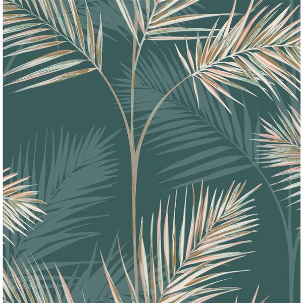 Fine Decor Paper Unpasted South Beach Evergreen Fronds Wallpaper FD42679 |  RONA