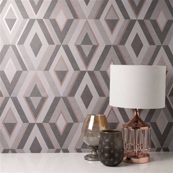 Fine Decor Paper Unpasted Shard Charcoal Geometric Wallpaper