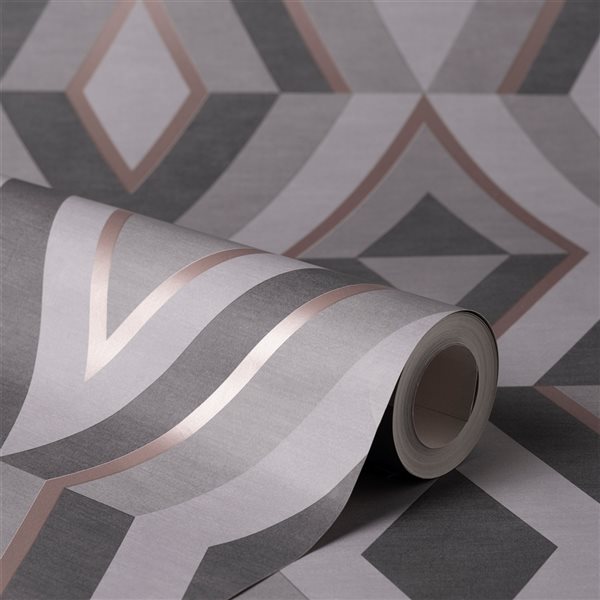 Fine Decor Paper Unpasted Shard Charcoal Geometric Wallpaper