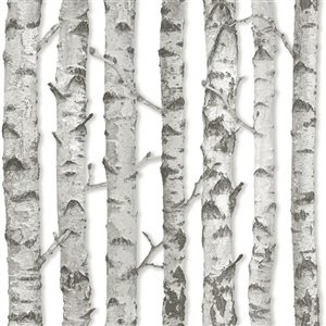 ESTA Home Non-woven Unpasted Merman Light Grey Birch Tree Wallpaper