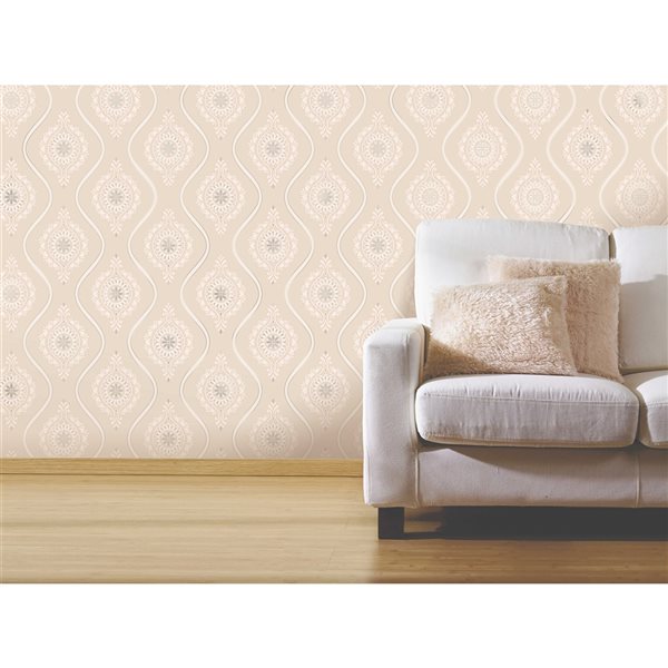 Fine Decor Paper Unpasted Beaumont Coral Ogee Wallpaper FD40691S