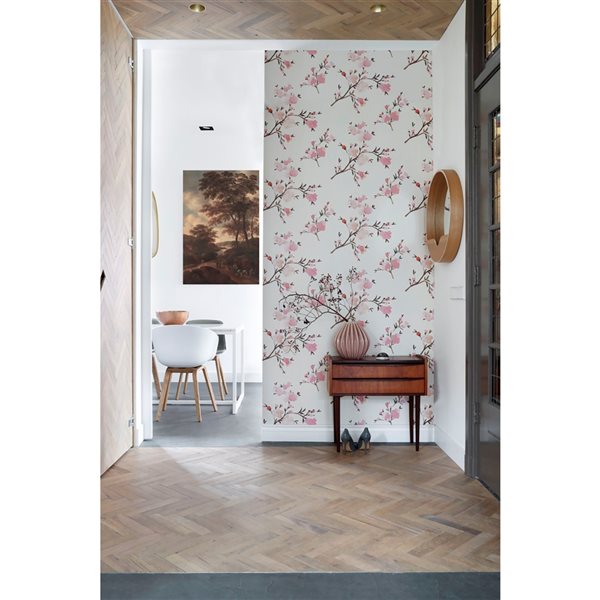 ESTA Home Non-woven Unpasted Glinda Pink Floral Wallpaper