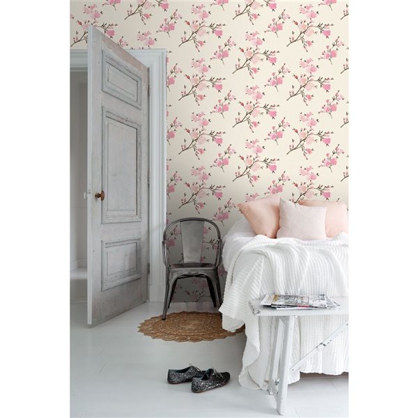 ESTA Home Non-woven Unpasted Glinda Pink Floral Wallpaper