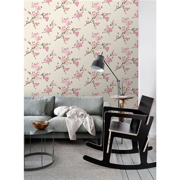 ESTA Home Non-woven Unpasted Glinda Pink Floral Wallpaper