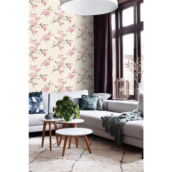 ESTA Home Non-woven Unpasted Glinda Pink Floral Wallpaper