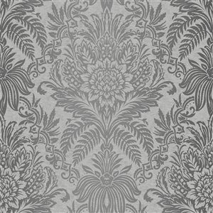 Crown Paper Unpasted Signature Grey Damask Wallpaper