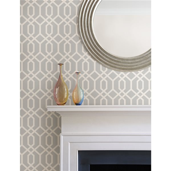 Brewster Non-woven Unpasted Trellis Grey Montauk Wallpaper FD23271