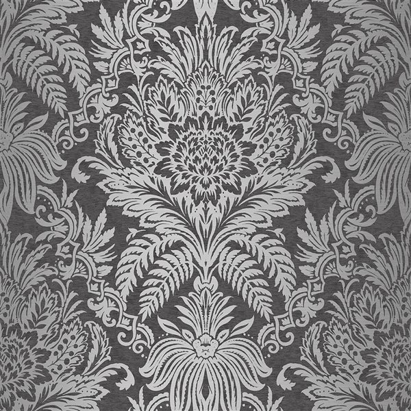 Crown Paper Unpasted Signature Charcoal Damask Wallpaper