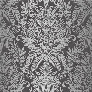 Crown Paper Unpasted Signature Charcoal Damask Wallpaper