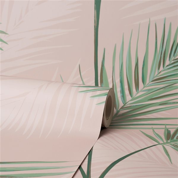 Fine Decor Paper Unpasted South Beach Blush Fronds Wallpaper