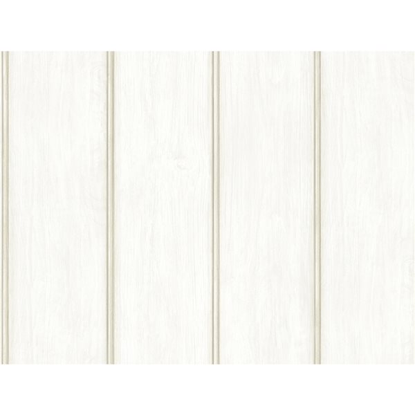 Zio and Sons Non-woven Unpasted Upstate Beadboard Aged White Wood Wallpaper