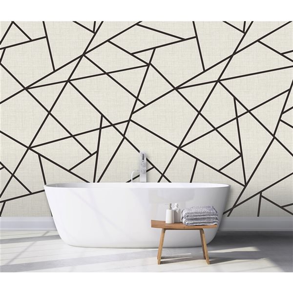 REMIX WALLS by Katie Hunt Modern Lines Black on Dove Grey Wall Mural