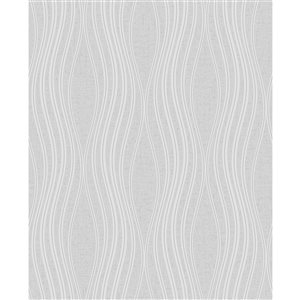 Papier peint vagues argents Valor en vinyle et non encollé de Fine Decor