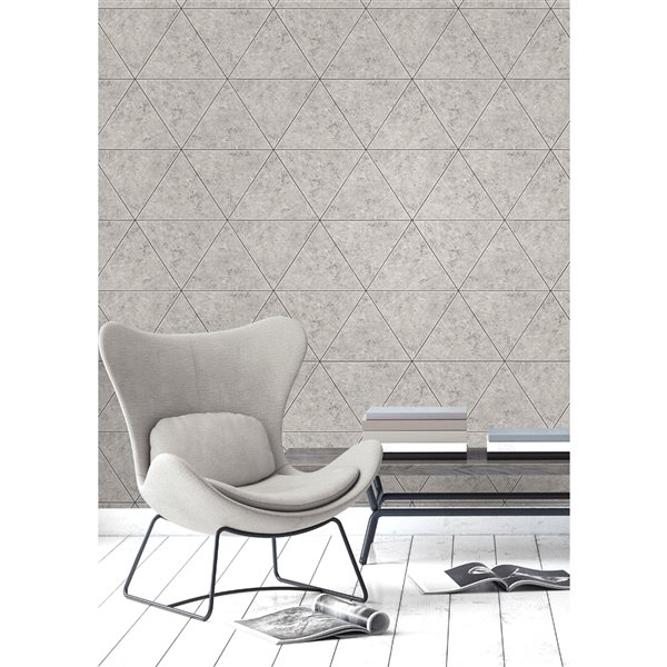 Fine Decor Paper Unpasted Benson Grey Marble Triangle Wallpaper