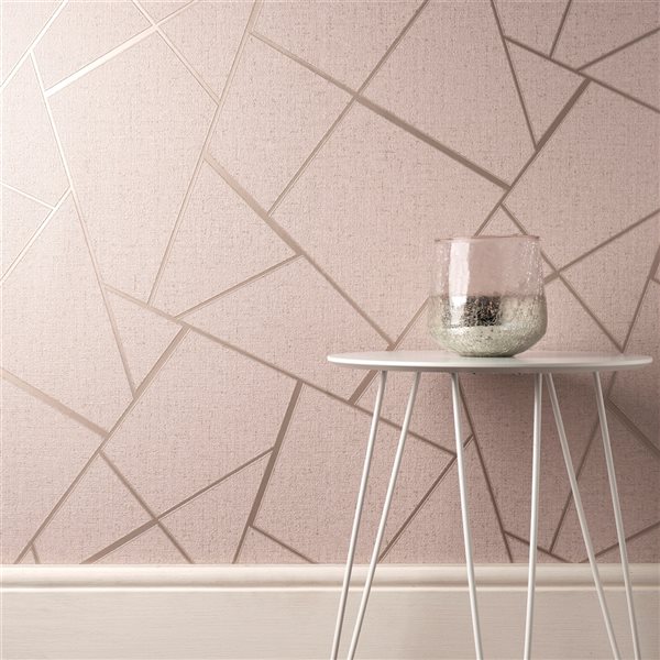 Fine Decor Vinyl Unpasted Quartz Blush Fractal Wallpaper