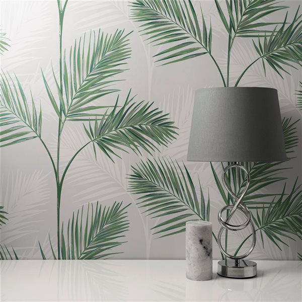 Fine Decor Paper Unpasted South Beach Stone Fronds Wallpaper