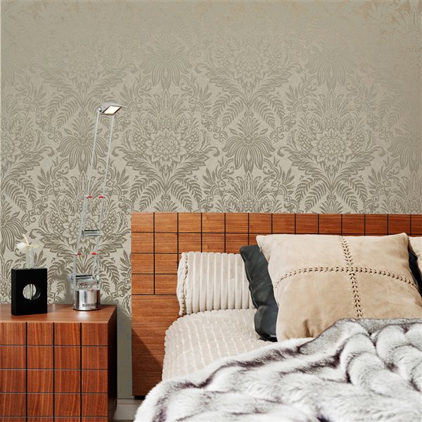 Crown Paper Unpasted Signature Beige Damask Wallpaper