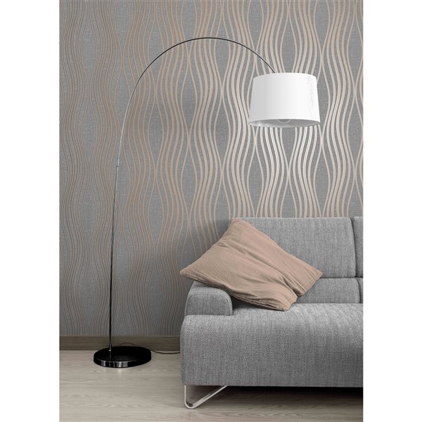 Fine Decor Vinyl Unpasted Valor Copper Wave Wallpaper