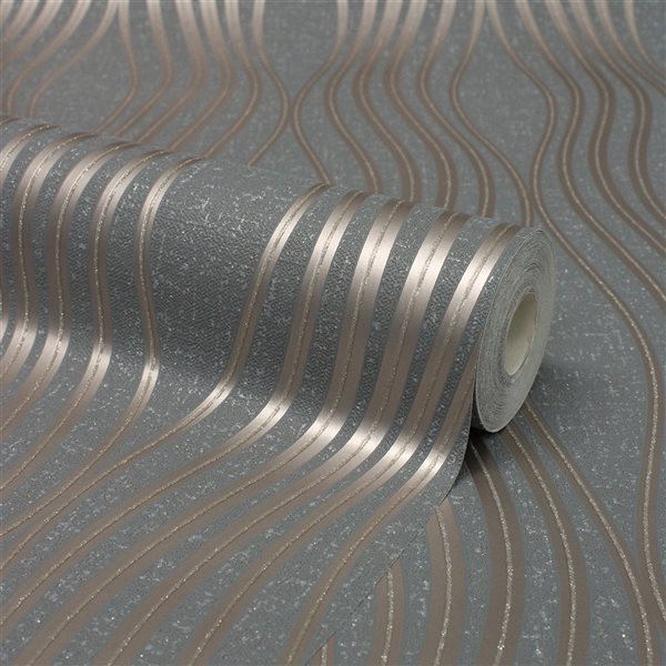 Fine Decor Vinyl Unpasted Valor Copper Wave Wallpaper