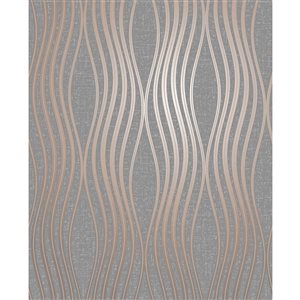 Papier peint vagues cuivres Valor en vinyle et non encollé de Fine Decor